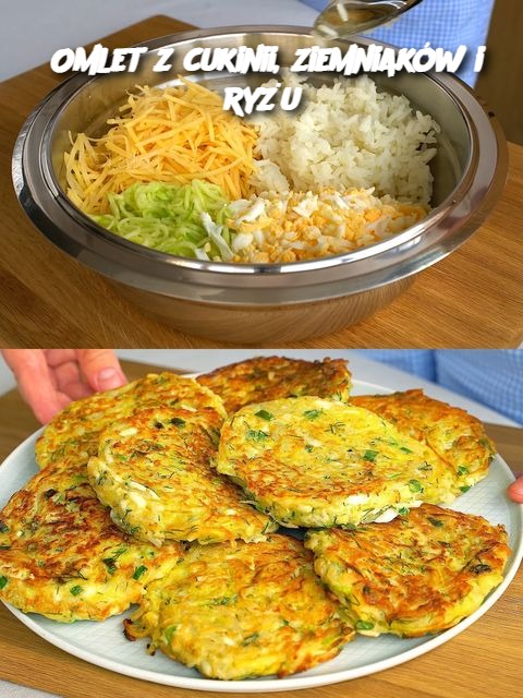 Omlet z cukinii, ziemniaków i ryżu