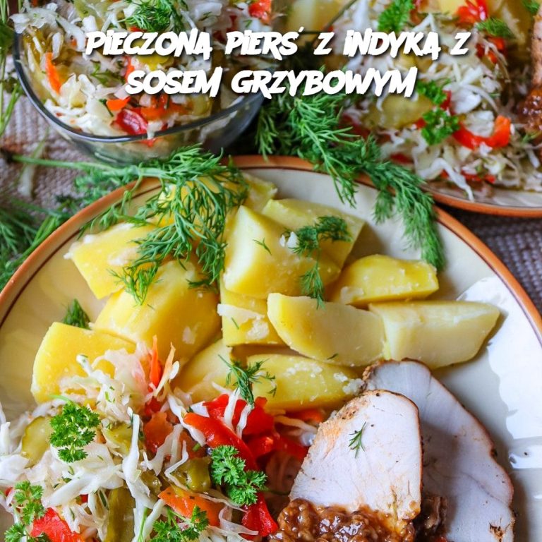 Pieczona pierś z indyka z sosem grzybowym