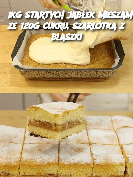 1kg startych jabłek mieszam ze 120g cukru, szarlotka z blaszki