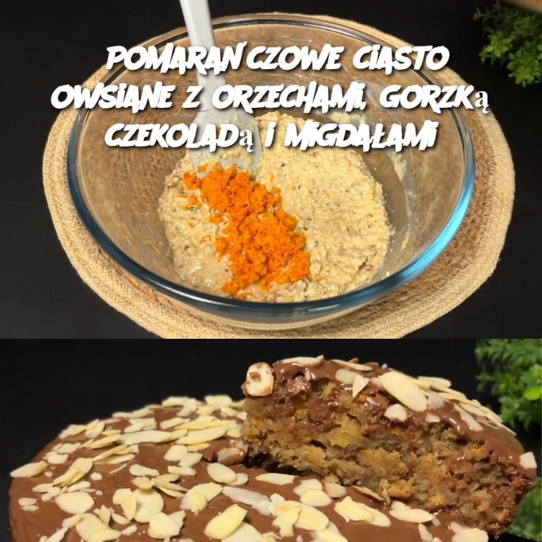 Pomarańczowe ciasto owsiane z orzechami, gorzką czekoladą i migdałami