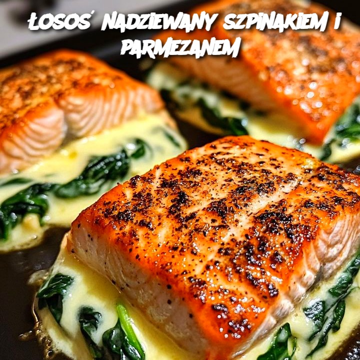 Łosoś nadziewany szpinakiem i parmezanem