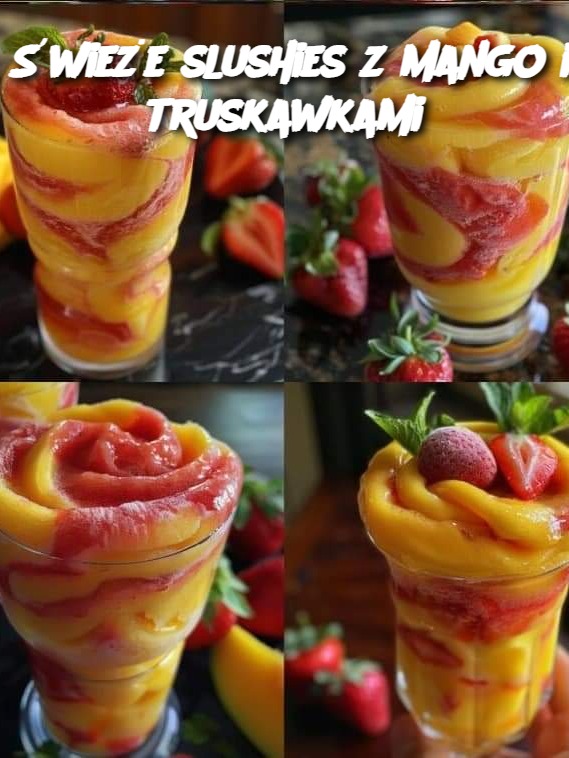 Świeże slushies z mango i truskawkami