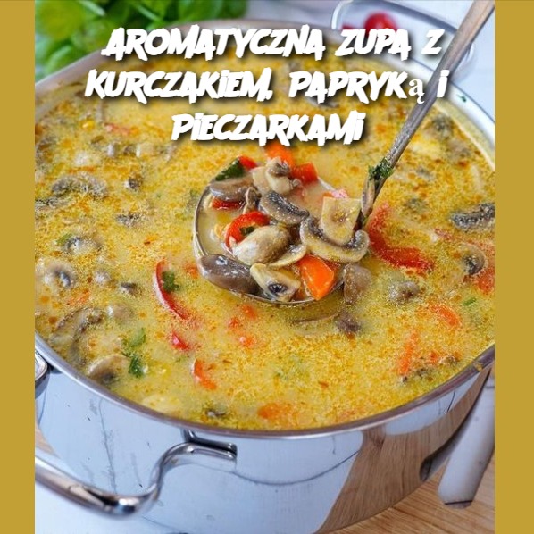 Aromatyczna Zupa z Kurczakiem, Papryką i Pieczarkami