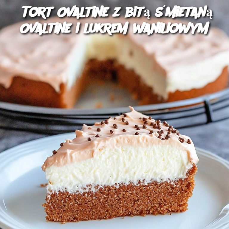 Tort Ovaltine z bitą śmietaną Ovaltine i lukrem waniliowym