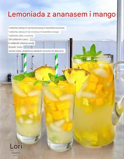 Lemoniada z ananasem i mango